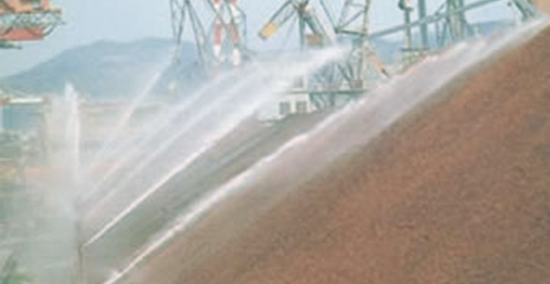 Spraying of water and chemical in coal yards