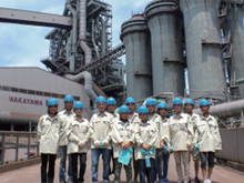 The youth exchange students visit the Wakayama Steel Works