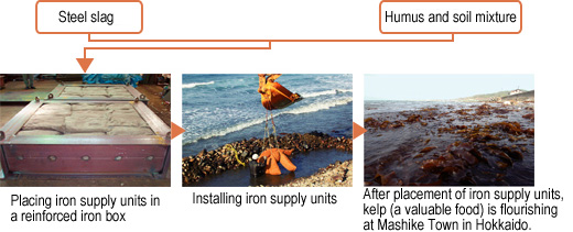 Initiatives to improve the marine water environment by use of steel slag products