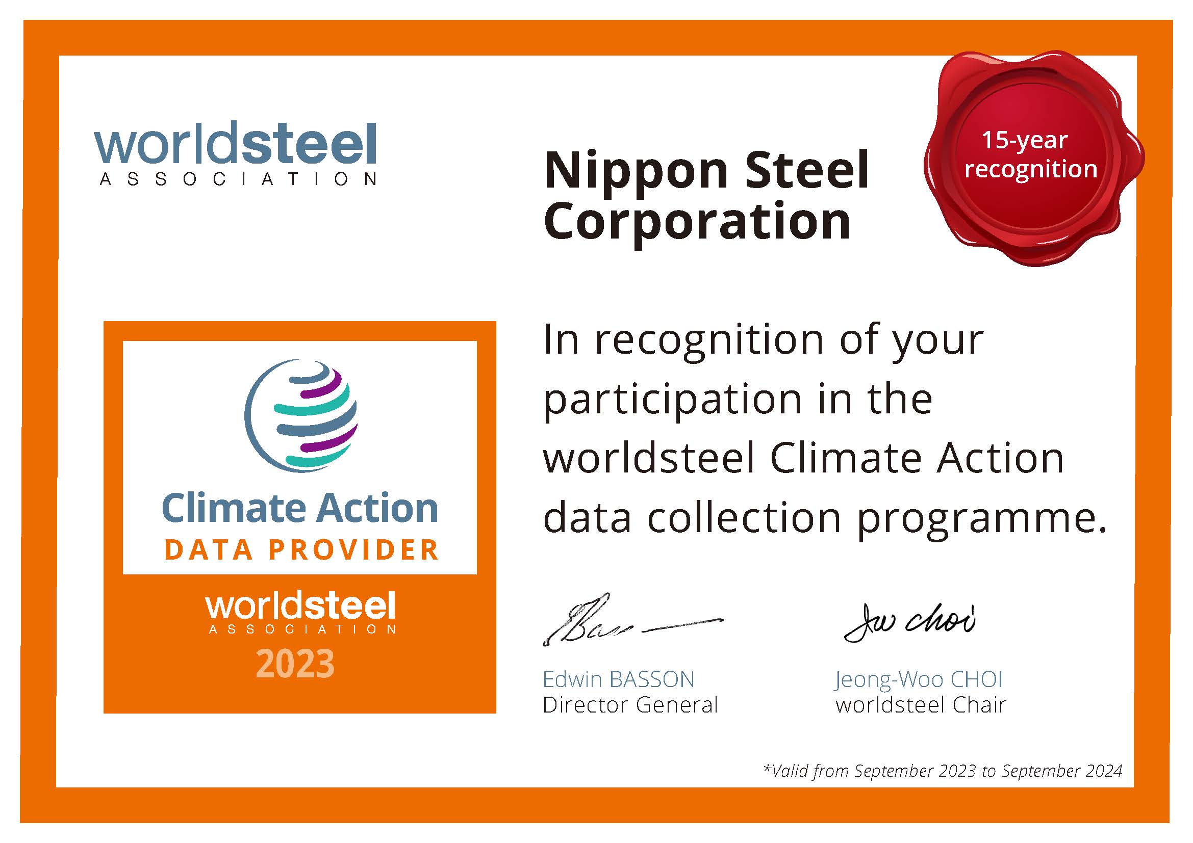 Climate Action member certificate
