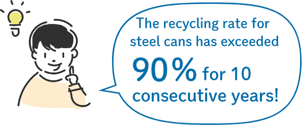 The recycling rate for steel cans has exceeded 90% for 10 consecutive years!
