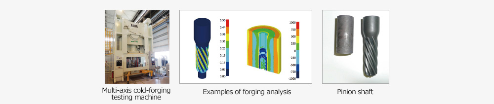 Multi-axis cold-forging testing machine / Examples of forging analysis / Pinion shaft