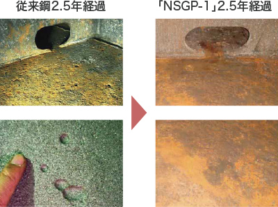 従来鋼2.5年経過→「NSGP-1」2.5年経過