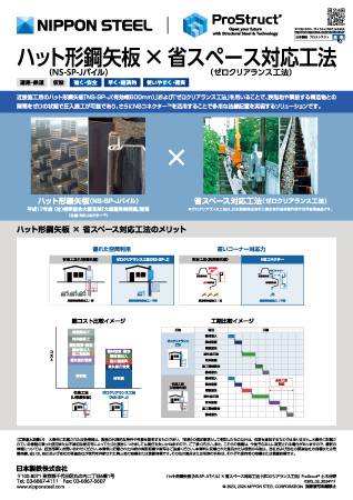 ハット形鋼矢板×省スペース対応工法（ゼロクリアランス工法）
