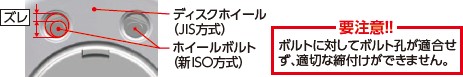 ホイール誤装着の例