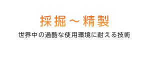 採掘～精製　世界中の過酷な使用環境に耐える技術