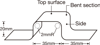 Drawn into a hat-shaped section
