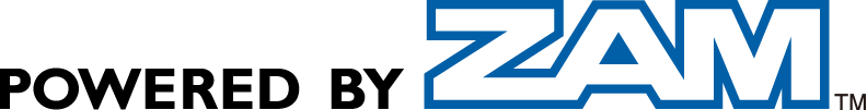 ZAM campaign logo: long and thin blue type