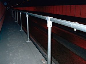 Handrail in tunnel