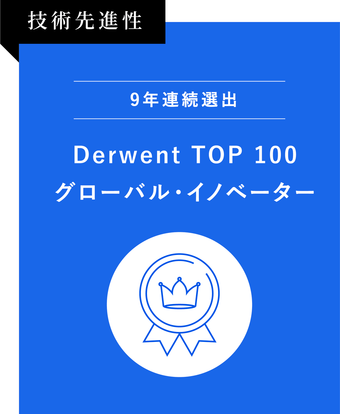 技術先進性 9年連続選出 Derwent TOP100 グローバル・イノベーター