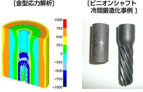 [金型応力解析] [ピニオンシャフト 冷間鍛造化事例]