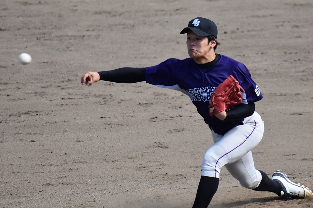 2回戦、先発した柏崎翔大選手(日鉄物流釜石(株)在籍)