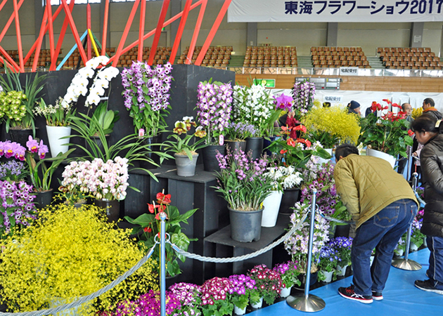 色とりどりの花々が飾られたメインブース